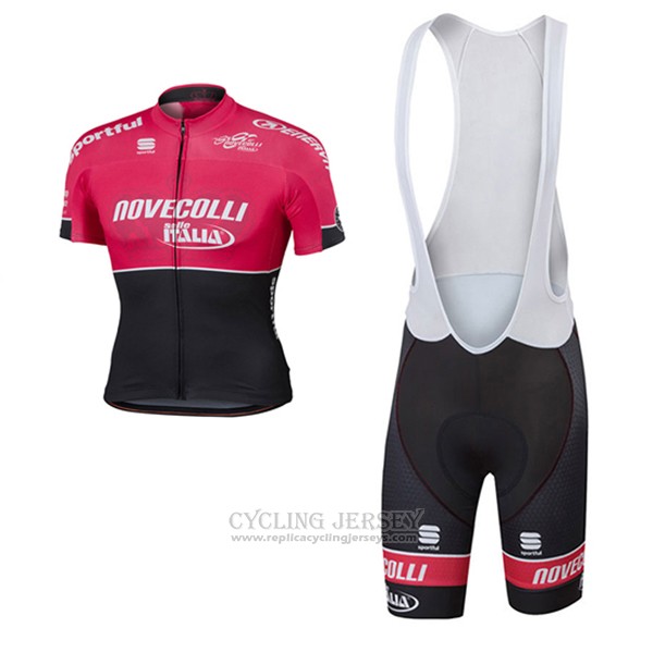 2017 Cycling Jersey Nove Colli Red and Black Short Sleeve and Bib Short